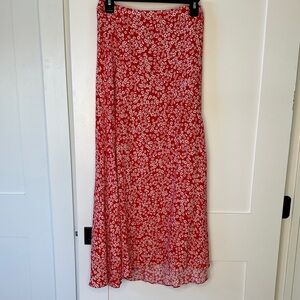 Madewell Red Floral Maxi Skirt
